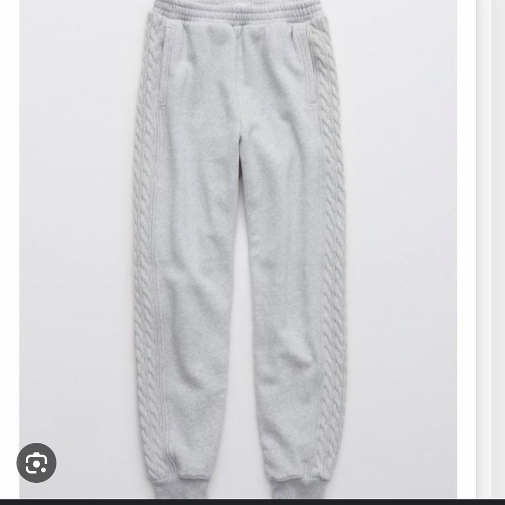 Aerie Gray Cable Knit Track Pants